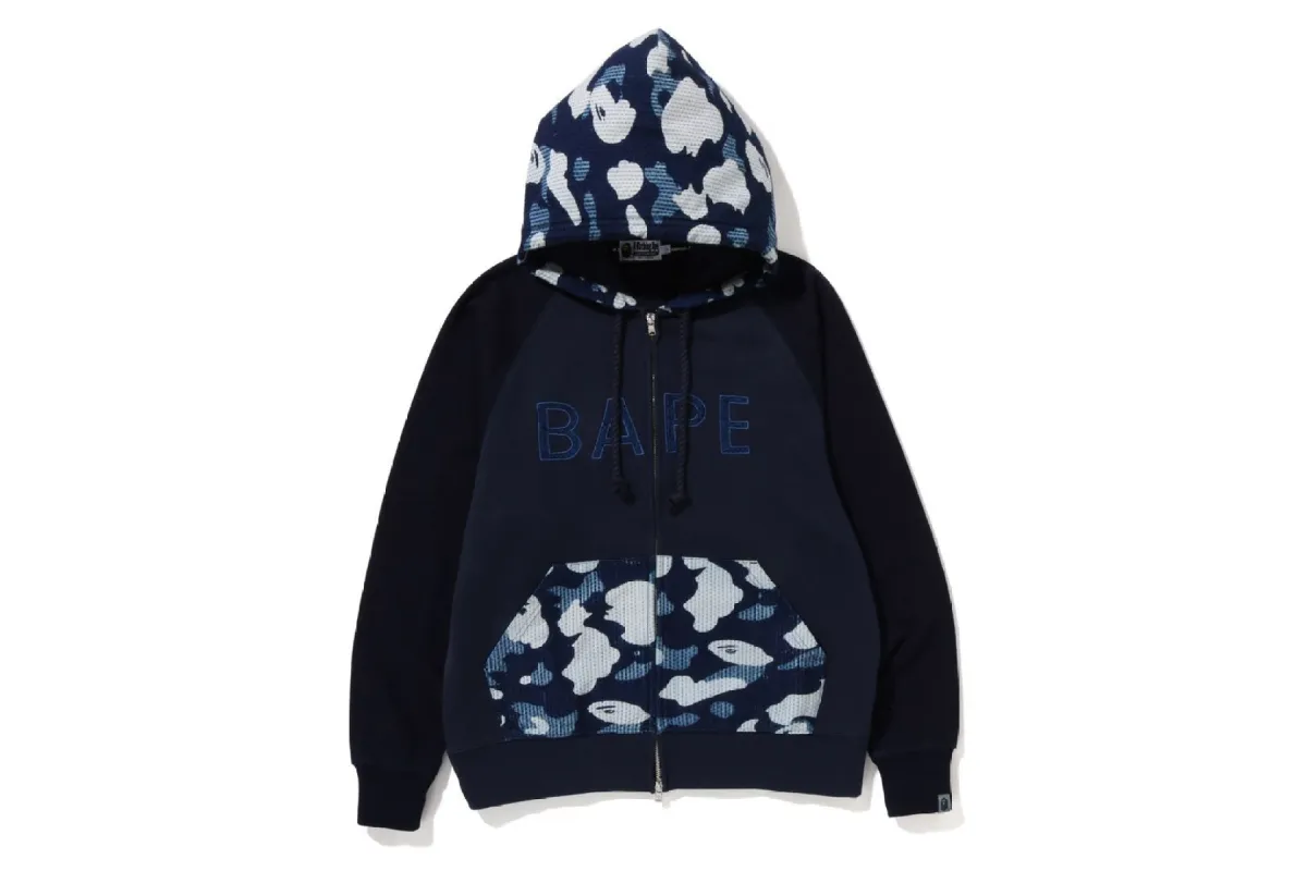 SASHIKO CAMO RELAXED FIT  ZIP  HOOODIE sold by Bape