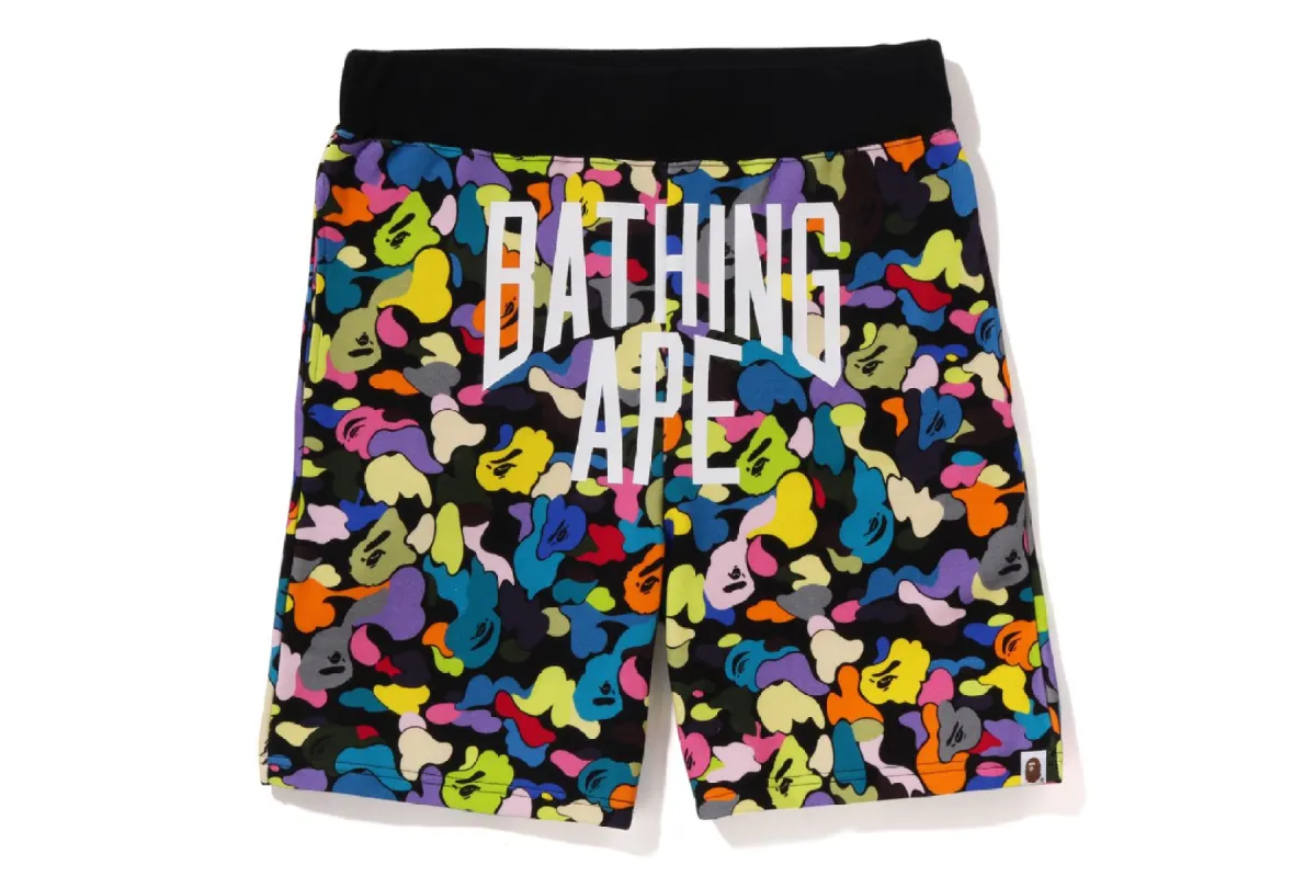 MULTI CAMO NYC LOGO SWEAT SHORTS sold by Bape