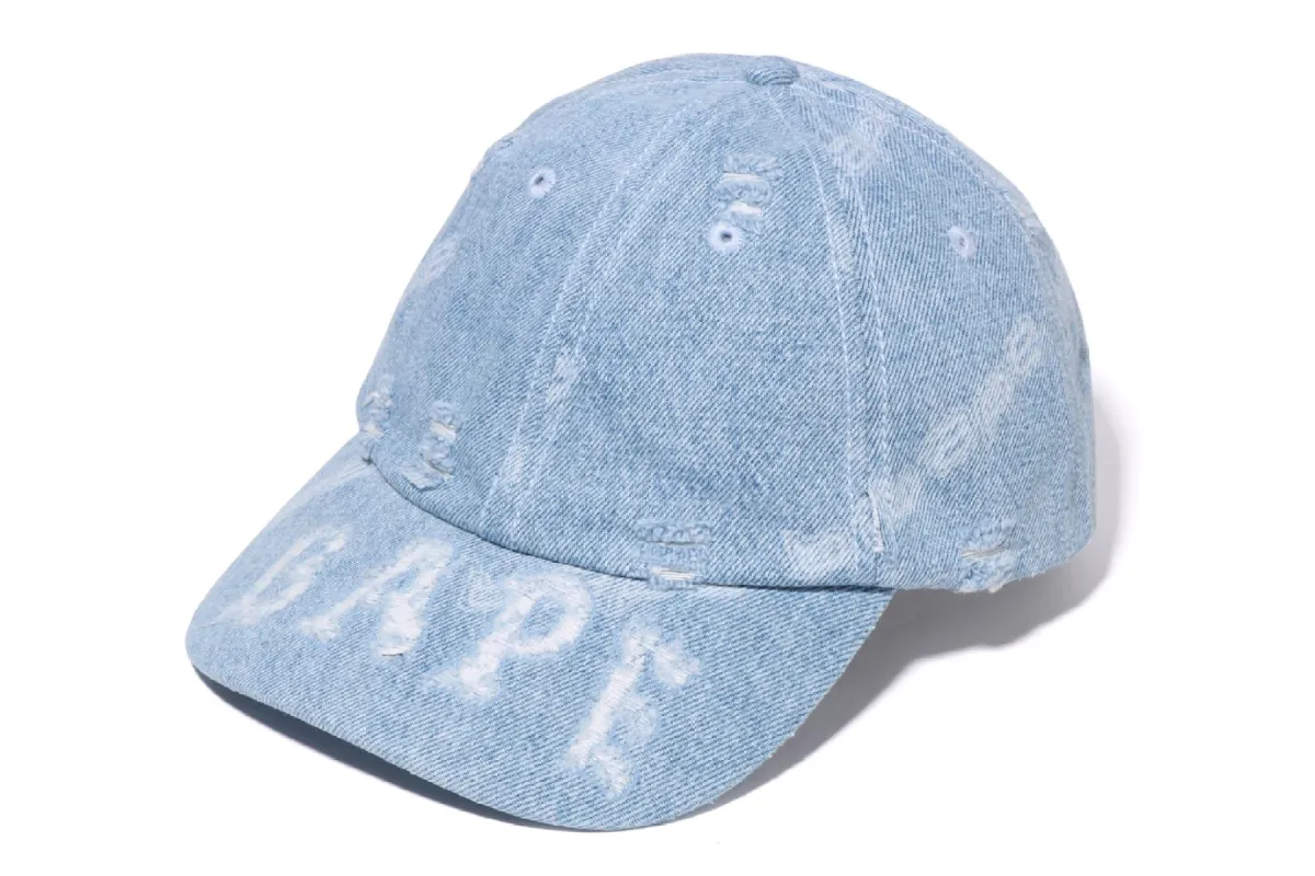 DENIM DISTRESSED LOGO CAP made by Bape