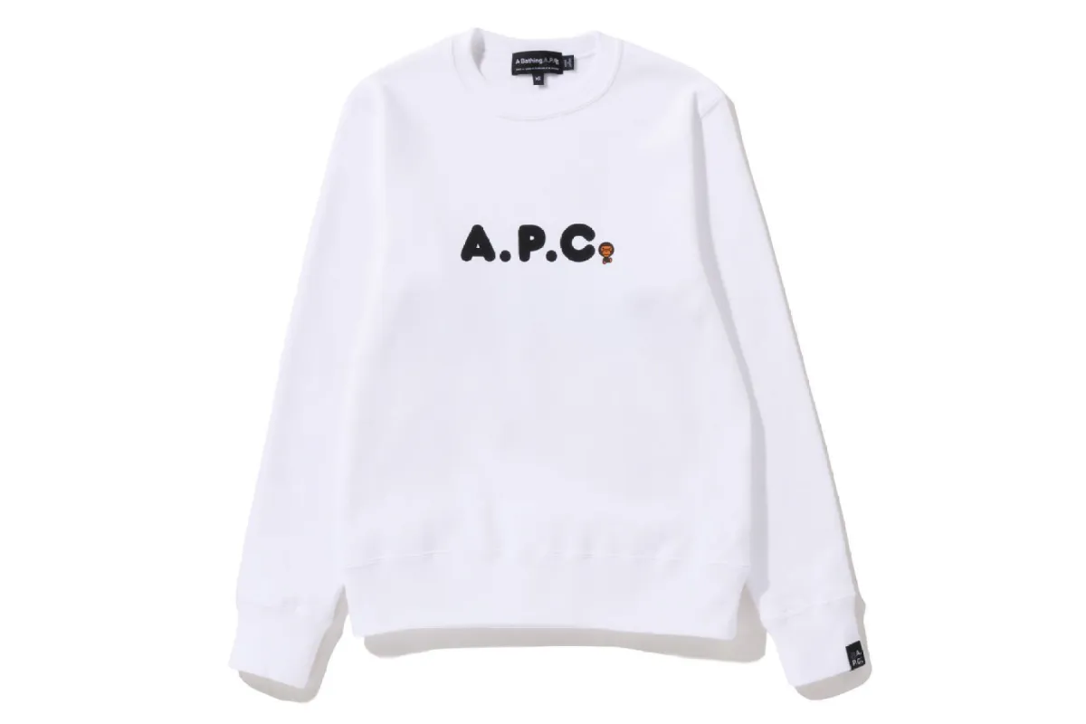 【 BAPE X A.P.C. 】MILO ON APC WIDE FIT CREWNECK sold by Bape