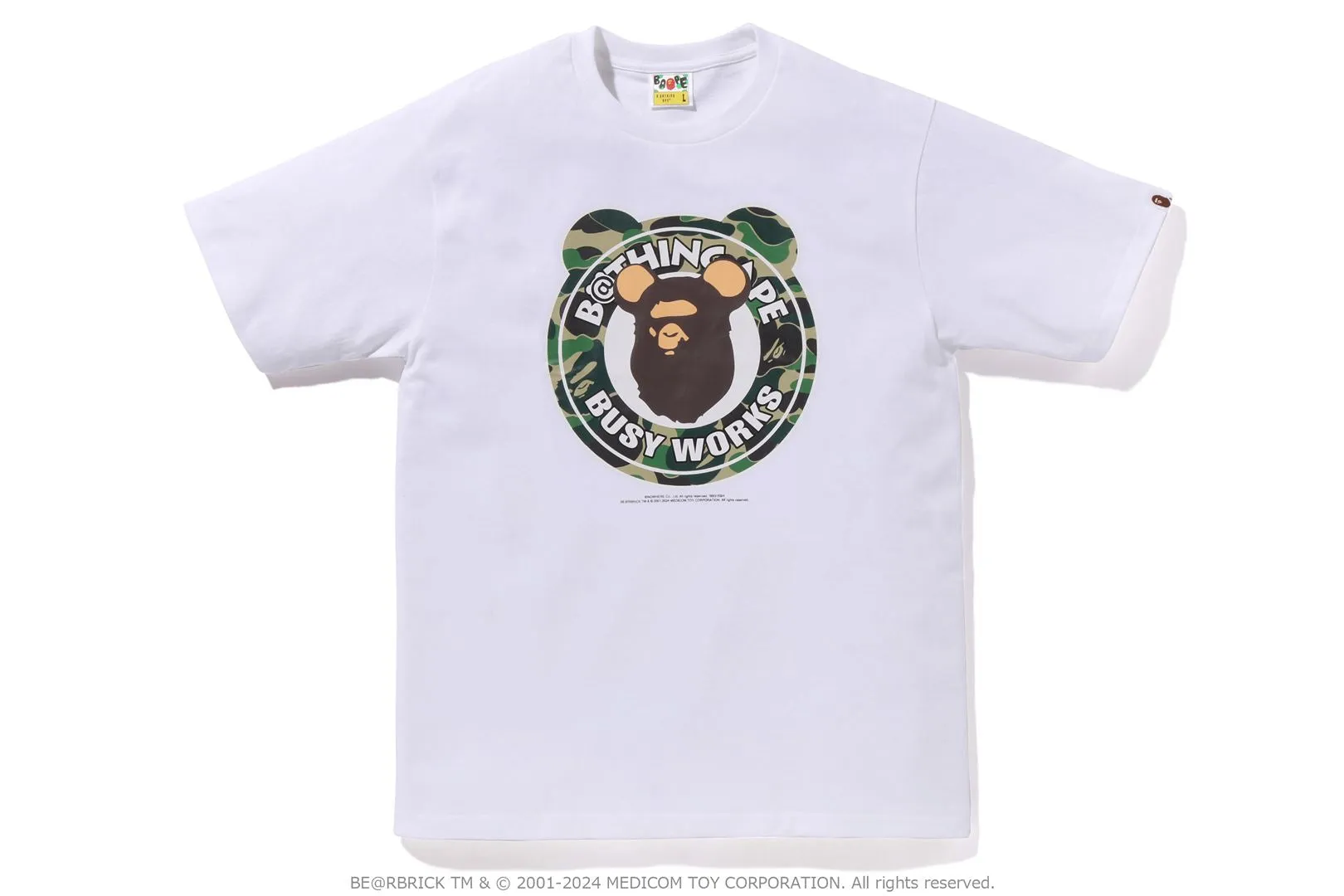 【 BAPE X MEDICOM TOY 】ABC CAMO BE@R BUSY WORKS TEE sold by Bape