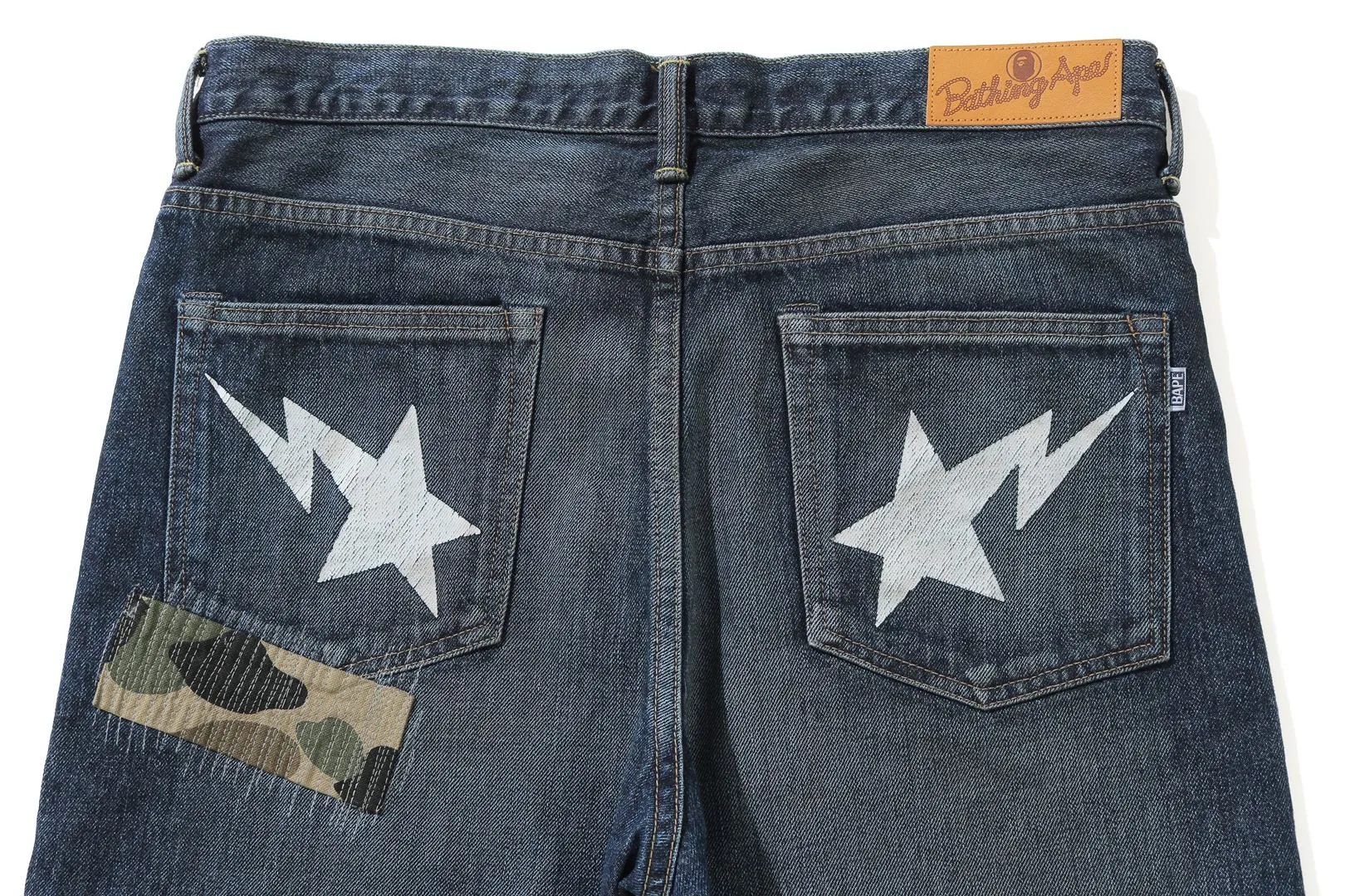 1999 TYPE-02 1ST CAMO PATCH DAMAGED DENIM PANTS sold by Bape product image thumbnail 4