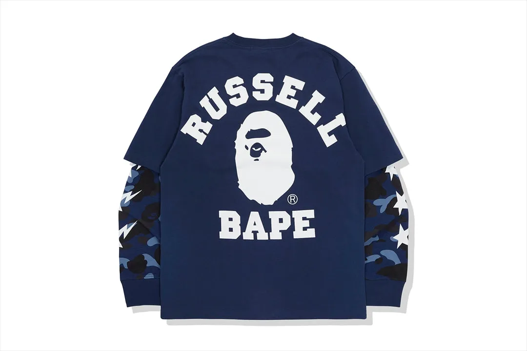 【 BAPE X RUSSELL 】COLOR CAMO COLLEGE LAYERD L/S TEE sold by Bape product image thumbnail 2