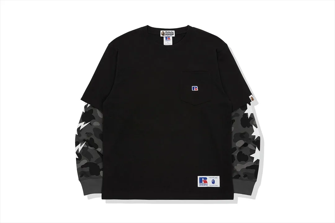 【 BAPE X RUSSELL 】COLOR CAMO COLLEGE LAYERD L/S TEE sold by Bape product image thumbnail 5