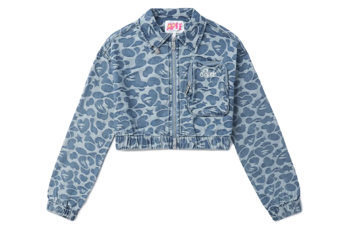 PATTERN DENIM ZIP UP JACKET WITH PATCH POCKET sold by Bape