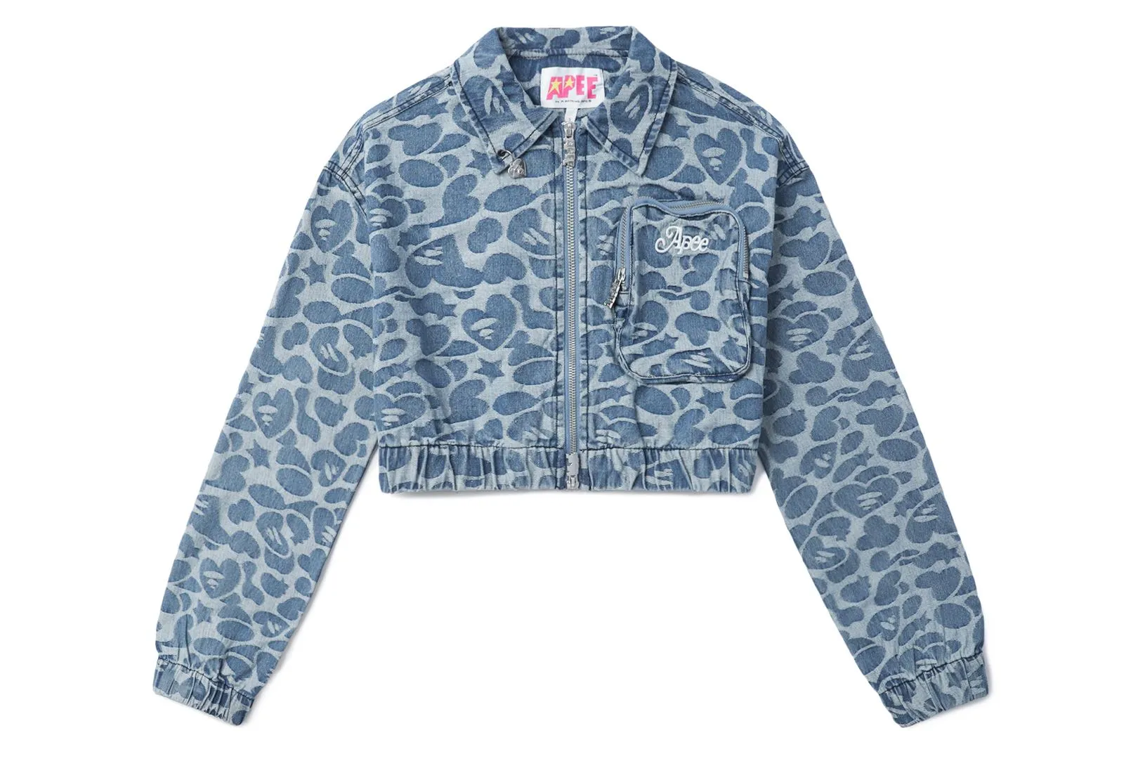 PATTERN DENIM ZIP UP JACKET WITH PATCH POCKET sold by Bape