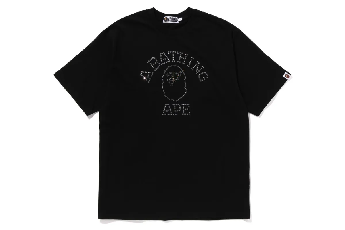 RHINESTONE COLLEGE RELAXED FIT TEE sold by Bape