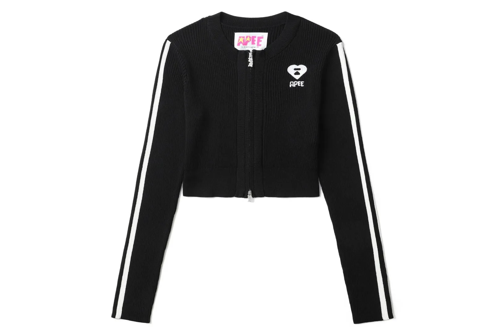 RIBBLED ZIP UP KNIT TOP sold by Bape