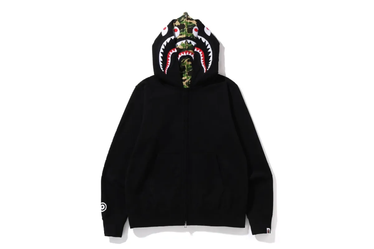 ABC CAMO SHARK WIDE FIT FULL ZIP DOUBLE HOODIE sold by Bape