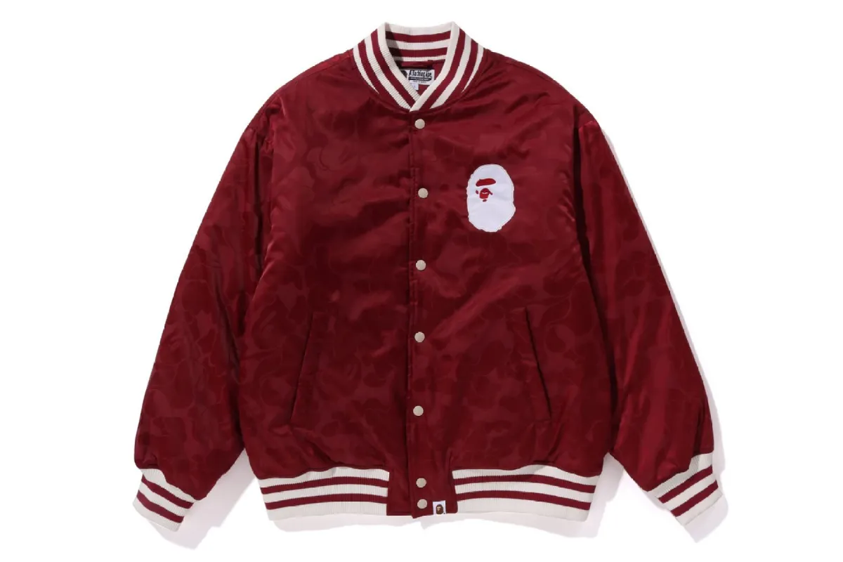TONAL SOLID CAMO PADDED VARSITY JACKET sold by Bape
