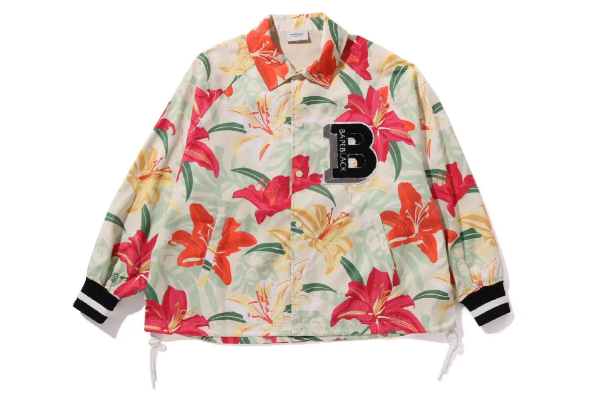 BAPE BLACK FLORAL PRINT COACH JACKET sold by Bape