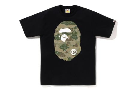 LAYERED LINE CAMO BIG APE HEAD TEE sold by Bape
