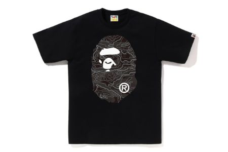 LAYERED LINE CAMO BIG APE HEAD TEE sold by Bape