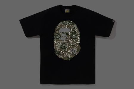 LAYERED LINE CAMO BIG APE HEAD TEE sold by Bape