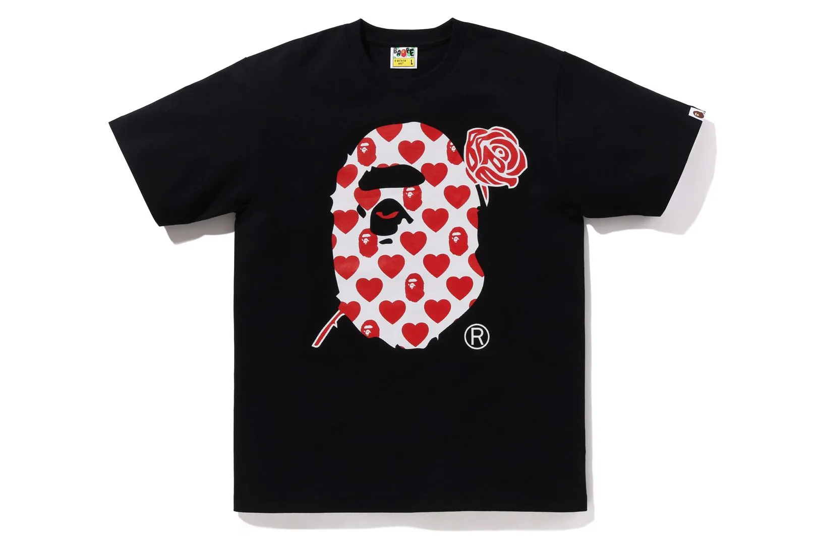 HEART PATTERN APE HEAD TEE sold by Bape