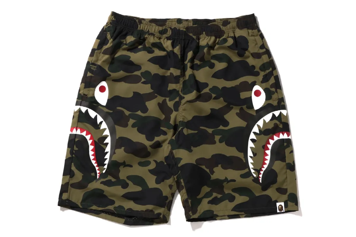 1ST CAMO SIDE SHARK BEACH SHORTS sold by Bape
