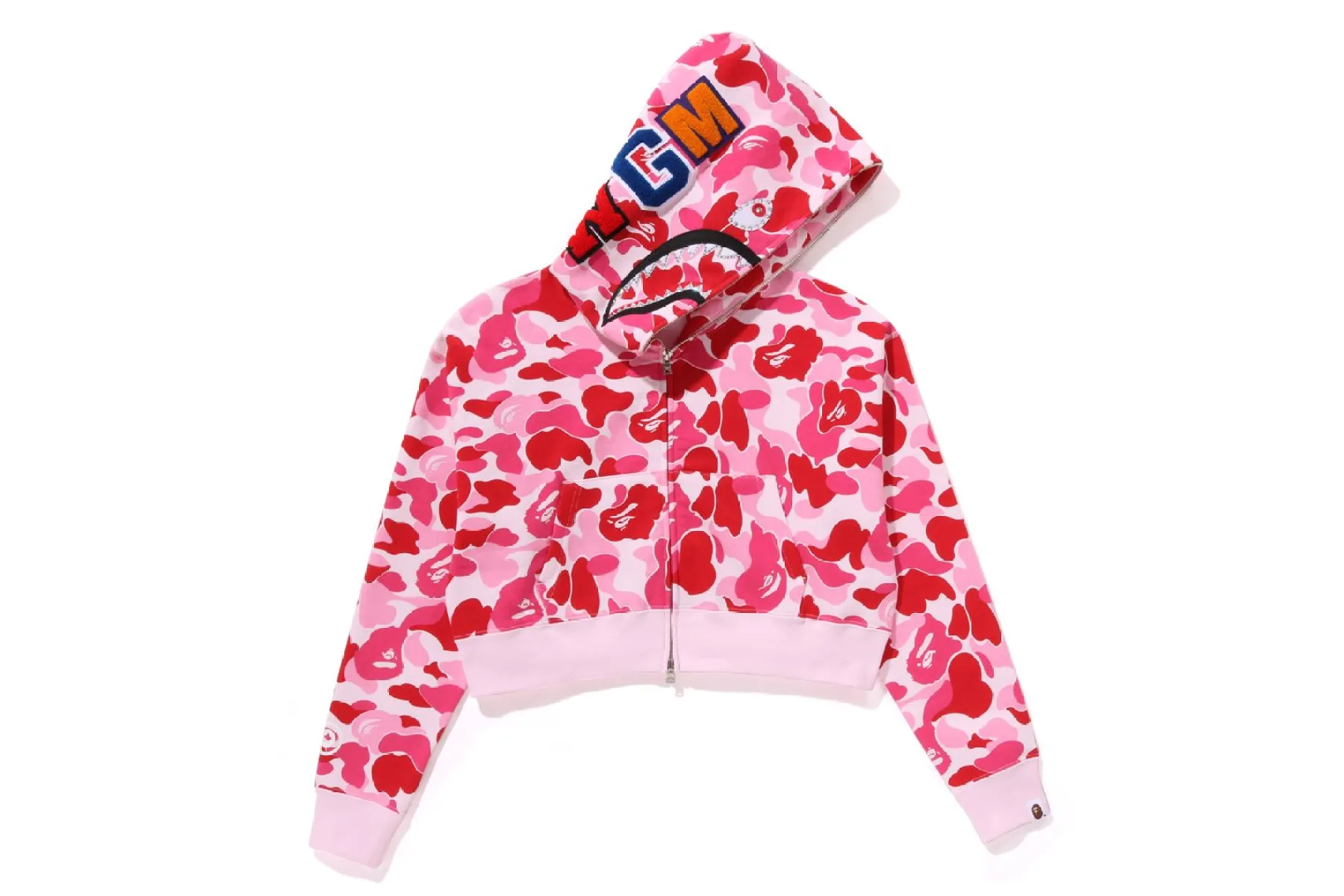 ABC CAMO CRYSTAL STONE SHARK CROPPED FULL ZIP HOODIE | Parallel