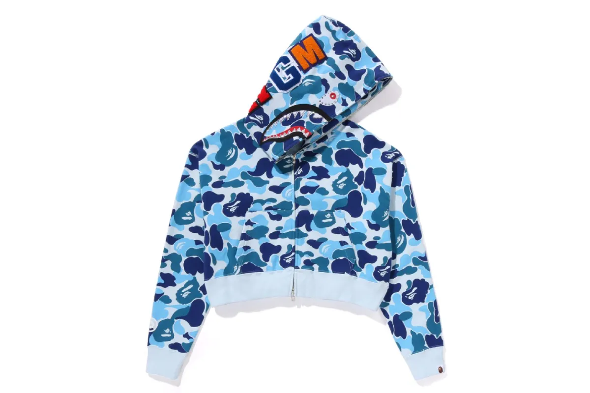 ABC CAMO CRYSTAL STONE SHARK CROPPED FULL ZIP HOODIE | Parallel