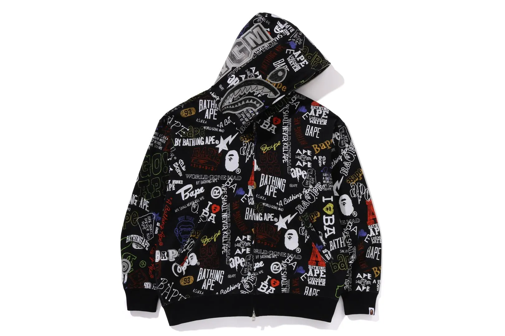 Bape HAND DRAW PATTERN SHARK ZIP HOODIE | Parallel