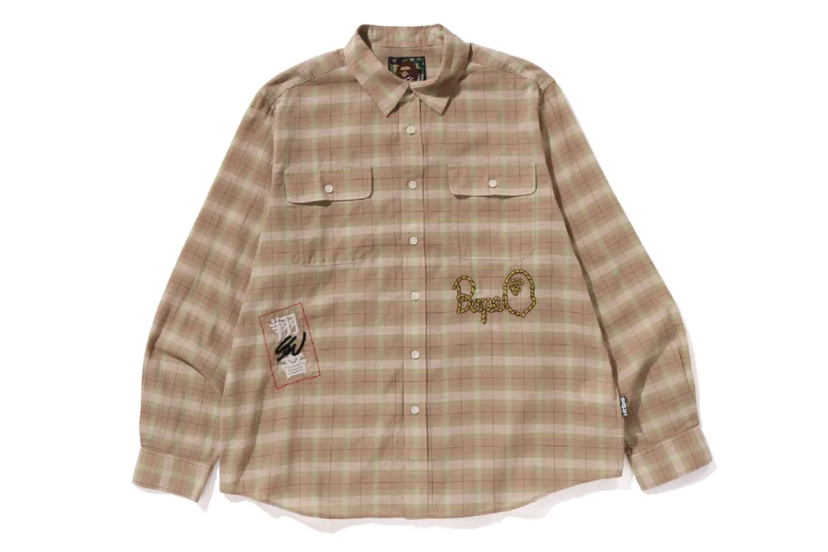 【 BAPE X SEAN WOTHERSPOON 】EMBROIDERY CHECK SHIRT made by Bape