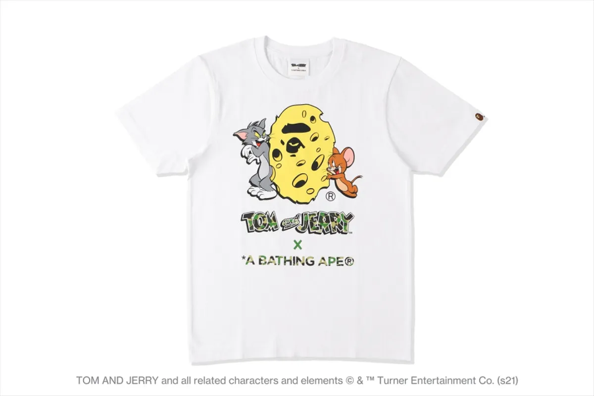 【 BAPE X TOM AND JERRY 】CHEESE APE HEAD TEE sold by Bape