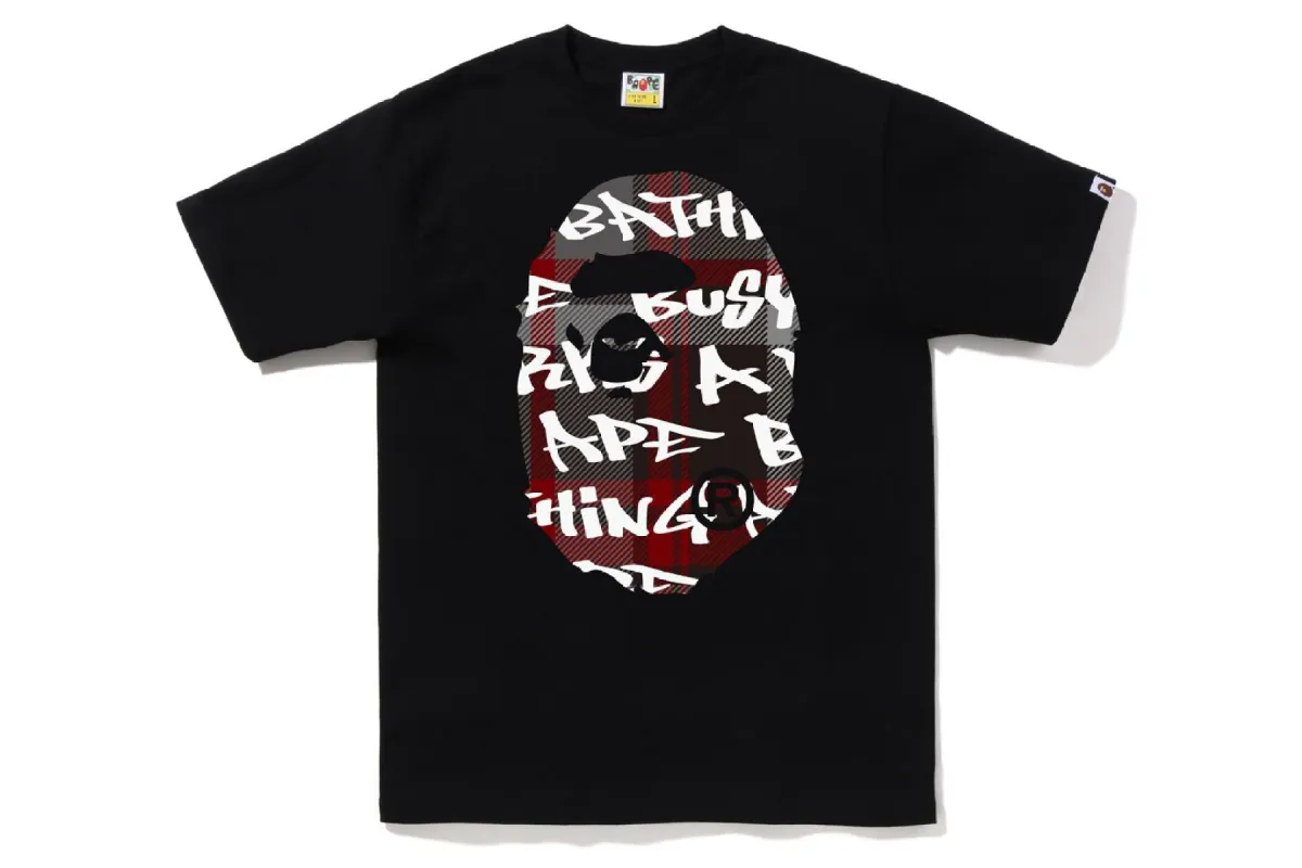 BAPE GRAFFITI CHECK BIG APE HEAD TEE sold by Bape