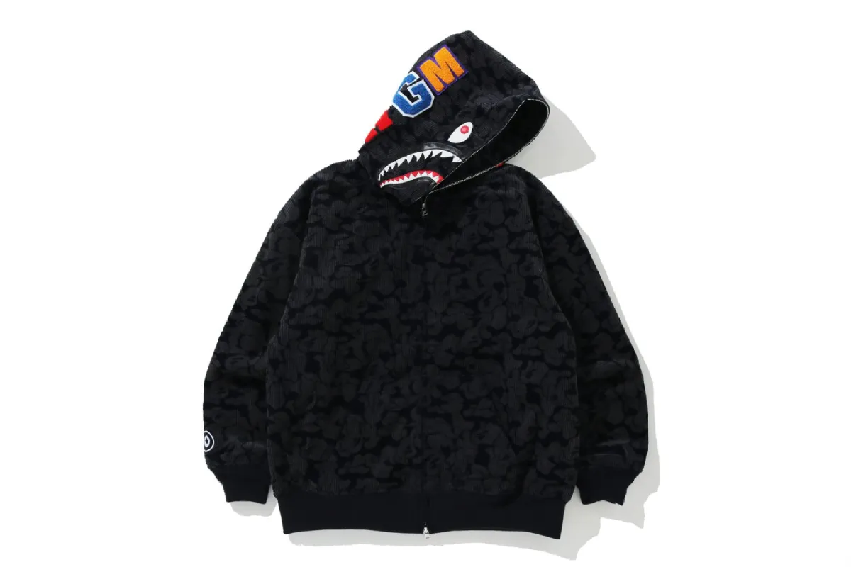 SOLID CAMO CORDUROY SHARK FULL ZIP HOODIE sold by Bape