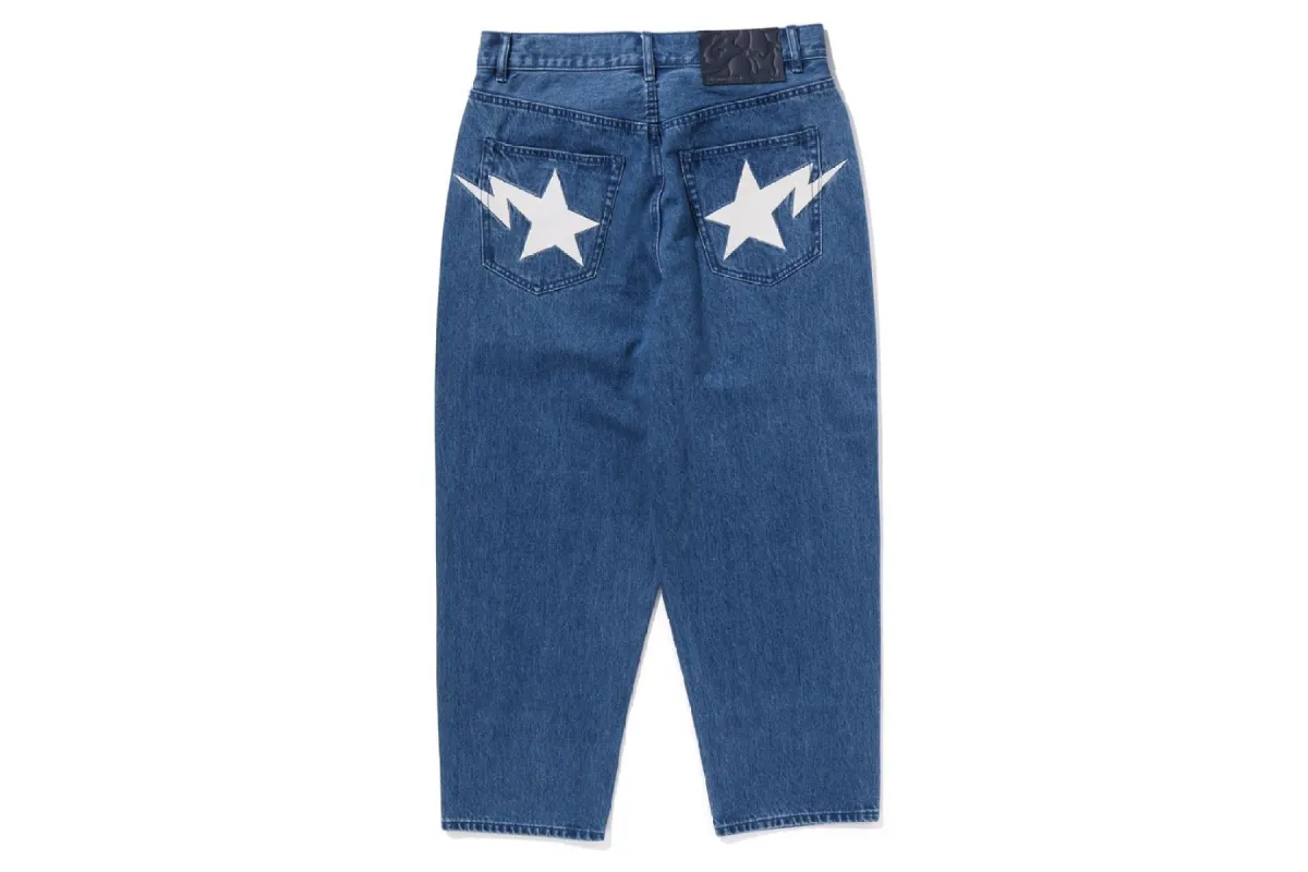 METAL LOGO PIN DENIM PANTS sold by Bape