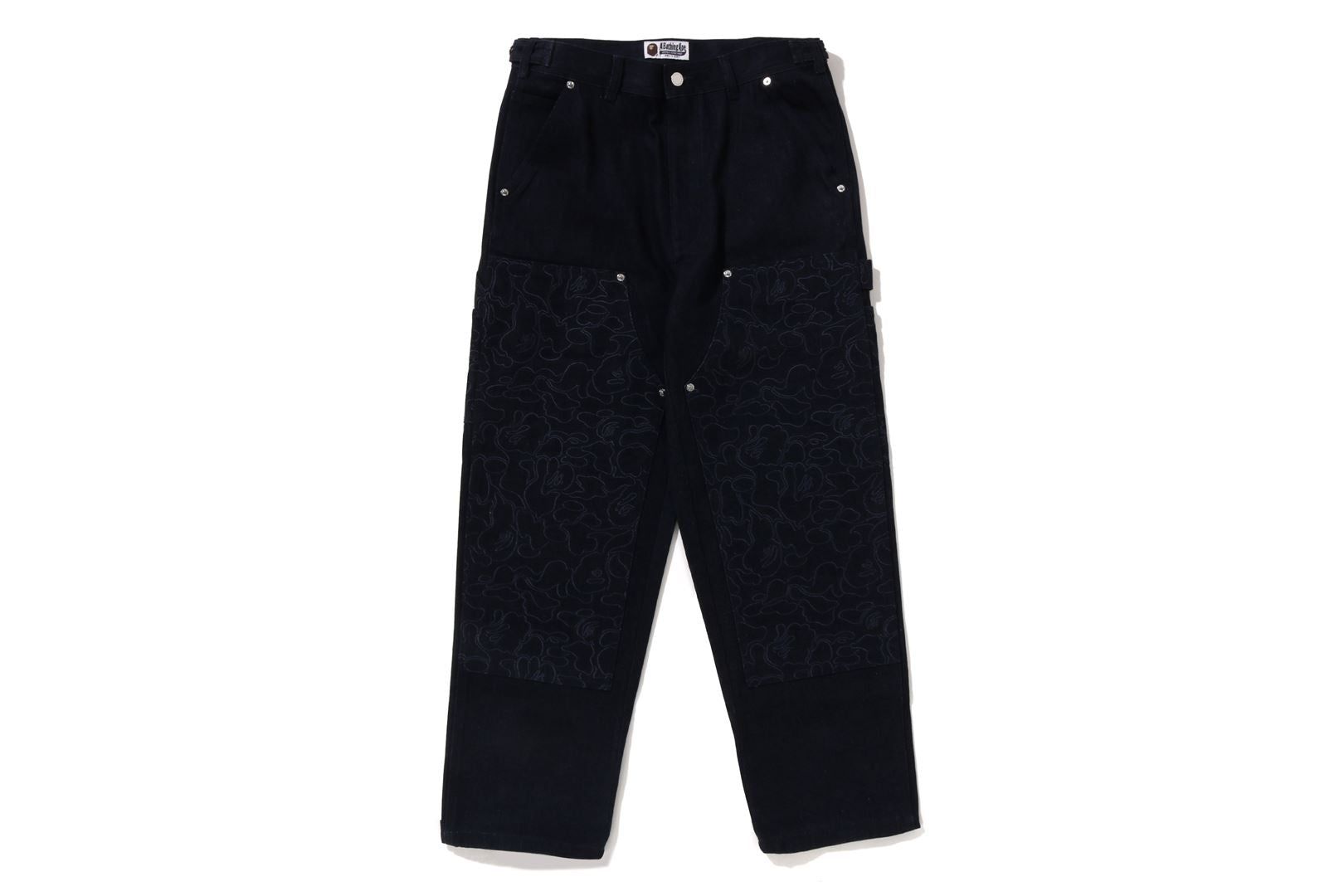 LINE CAMO PATCH DENIM DOUBLE KNEE WORK PANTS sold by Bape