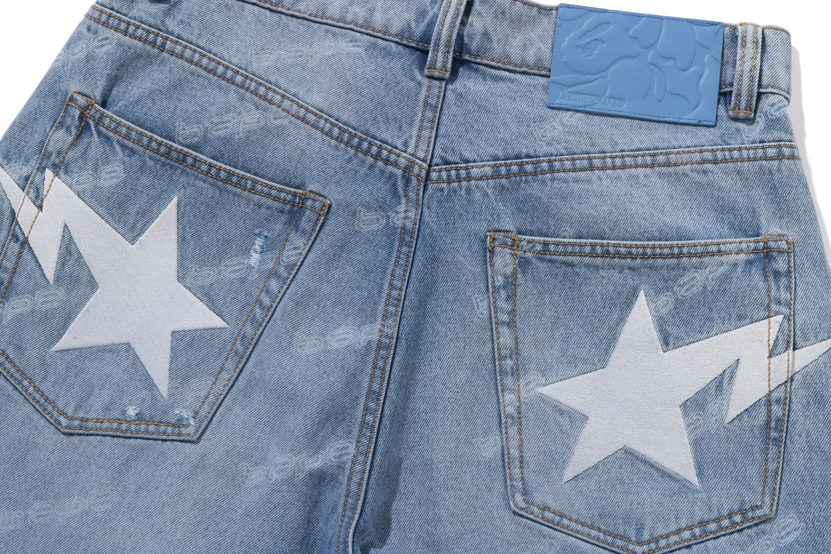 BAPE HEXAGRAM LASER DESTROY DENIM PANTS sold by Bape product image thumbnail 4