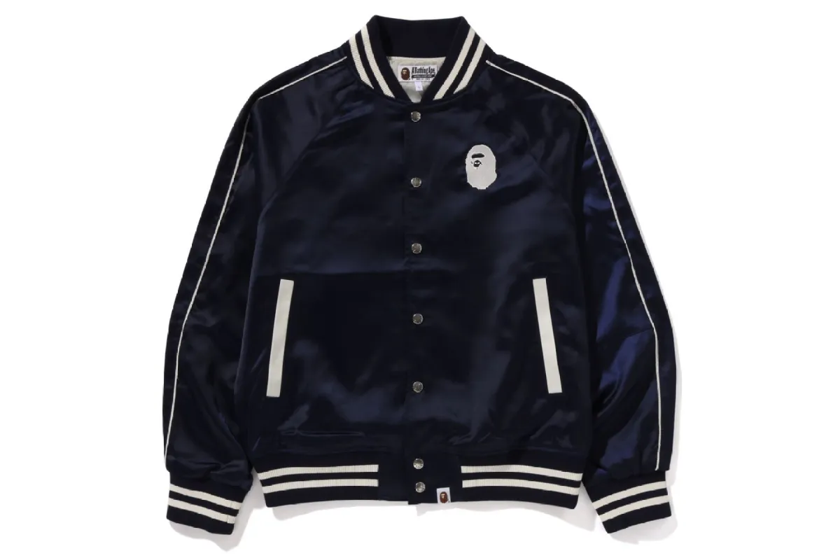 A BATHING APE NYLON VARSITY JACKET sold by Bape