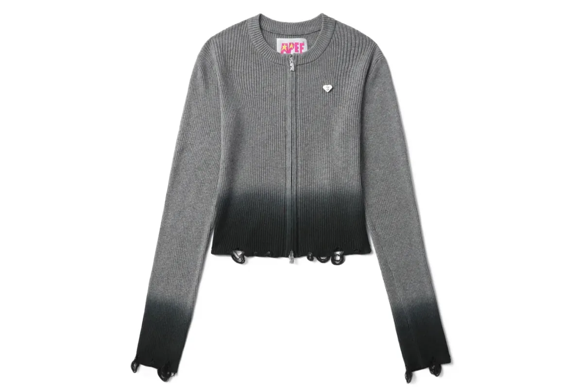 DIP DYE RIBBED ZIP UP CARDIGAN #2 made by Bape