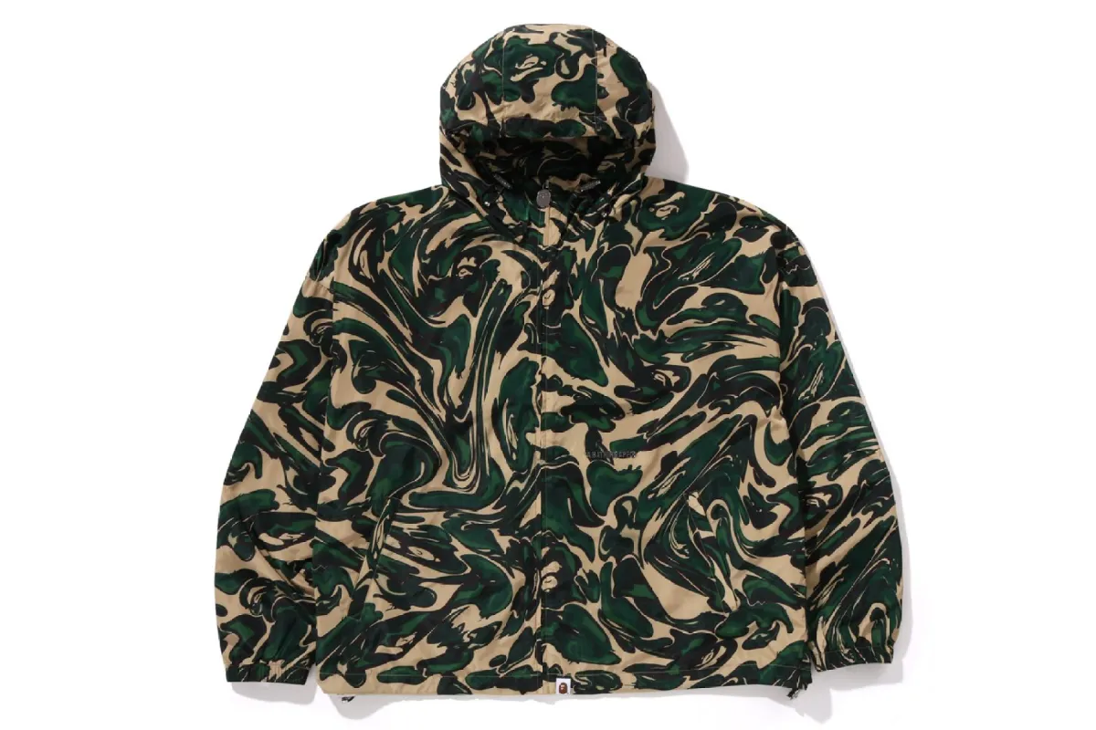 MARBLING CAMO BATHING APE LOGO NYLON HOODED JACKET sold by Bape