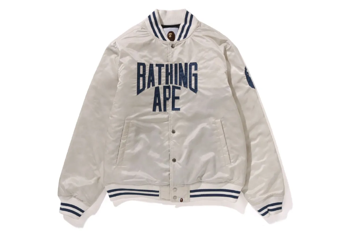 SOLID CAMO NYC LOGO NYLON VARSITY JACKET sold by Bape