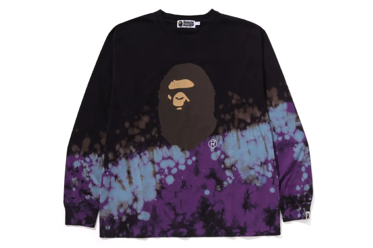 TIE DYE APE HEAD RELAXED FIT LS TEE sold by Bape