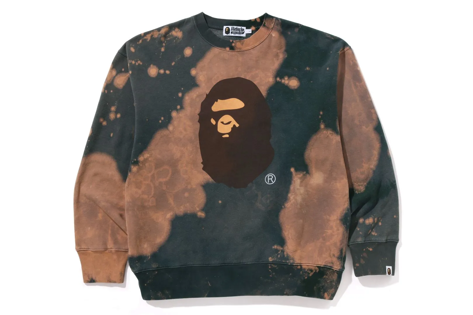 TIE DYE APE HEAD RELAXED FIT CREWNECK SWEATSHIRT sold by Bape