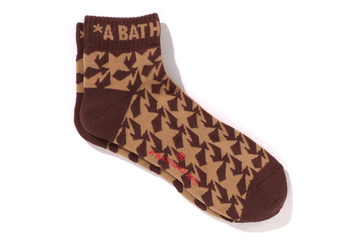 STA HOUNDSTOOTH JACQUARD SHORT SOCKS sold by Bape