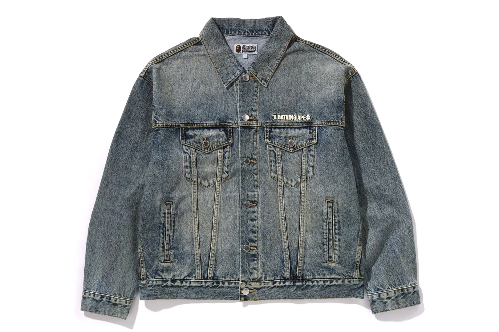 DISTRESSED 13OZ DENIM TRUCKER JACKET sold by Bape
