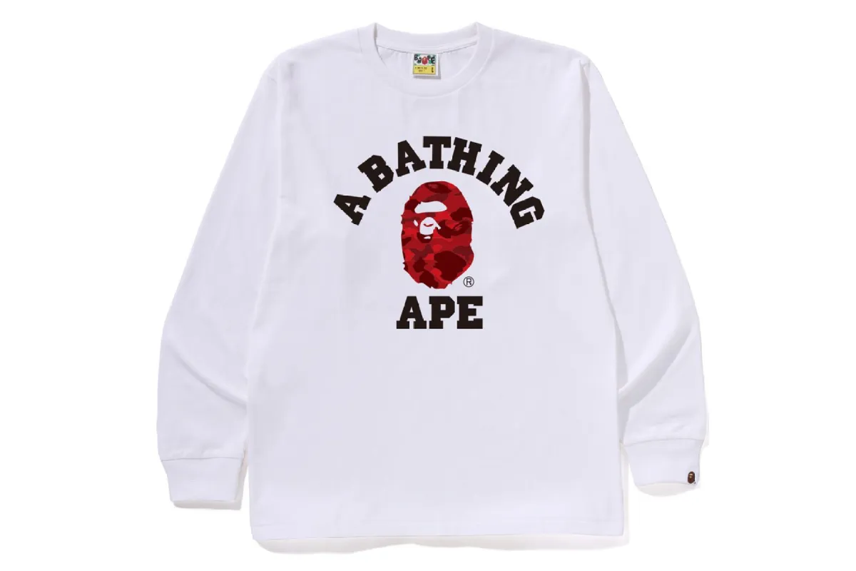 COLOR CAMO COLLEGE LS TEE sold by Bape