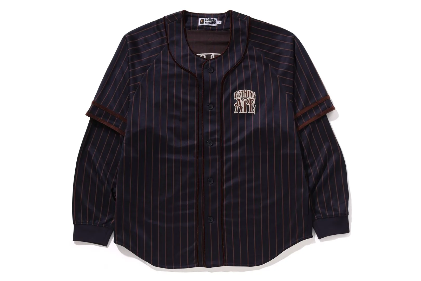 STRIPE LAYERED SLEEVES LS BASEBALL SHIRT sold by Bape product image thumbnail 5