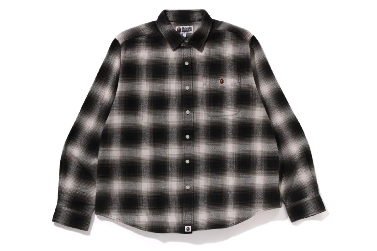 ONE POINT OMBRE CHECK RELAXED FIT LS SHIRT sold by Bape