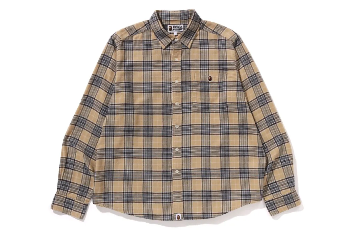 ONE POINT FLANNEL CHECK RELAXED FIT SHIRT sold by Bape