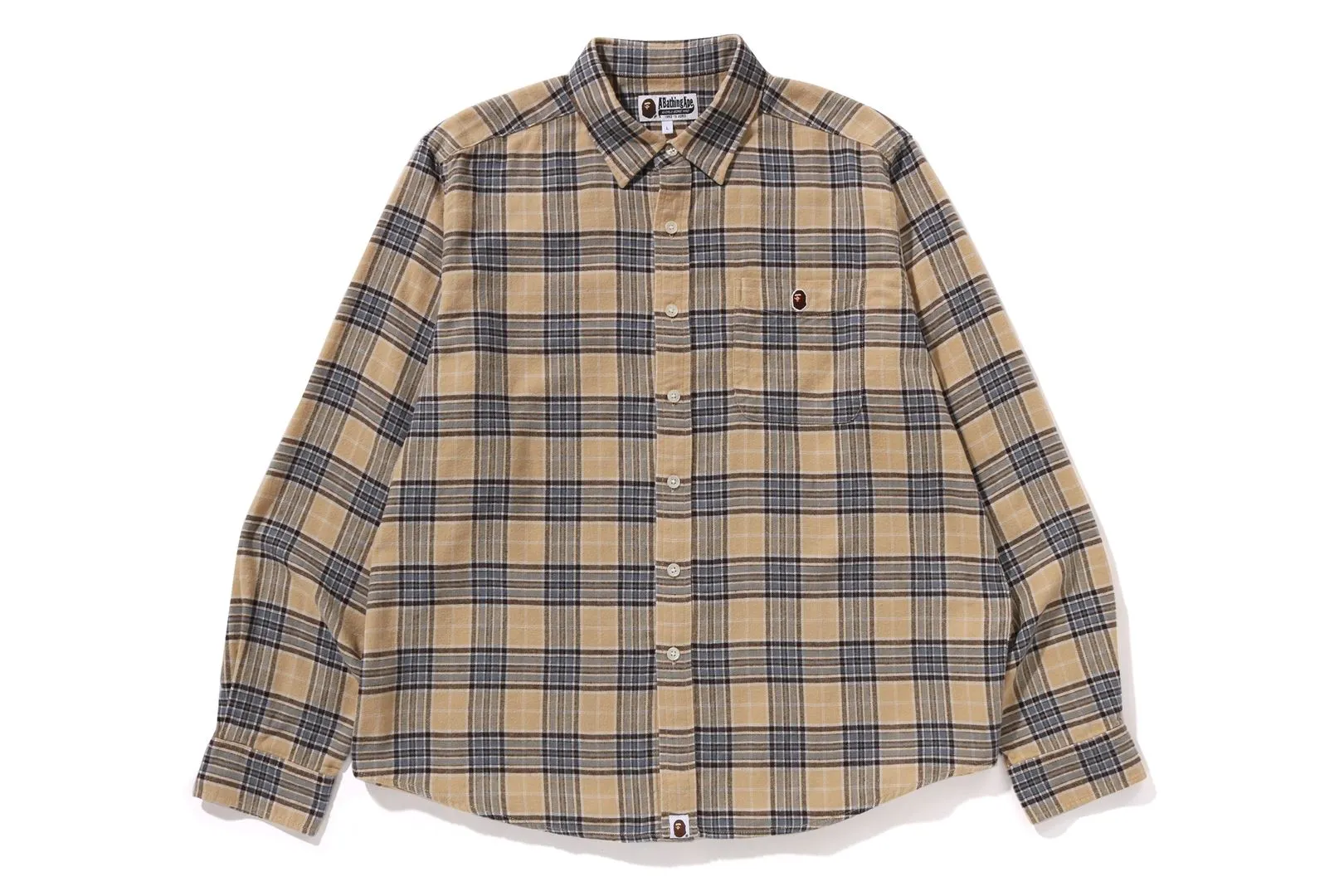 ONE POINT FLANNEL CHECK RELAXED FIT SHIRT sold by Bape