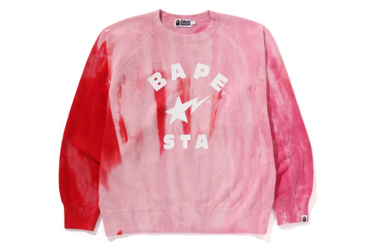 ICE DYE BAPE STA COLLEGE RELAXED FIT CREWNECK sold by Bape