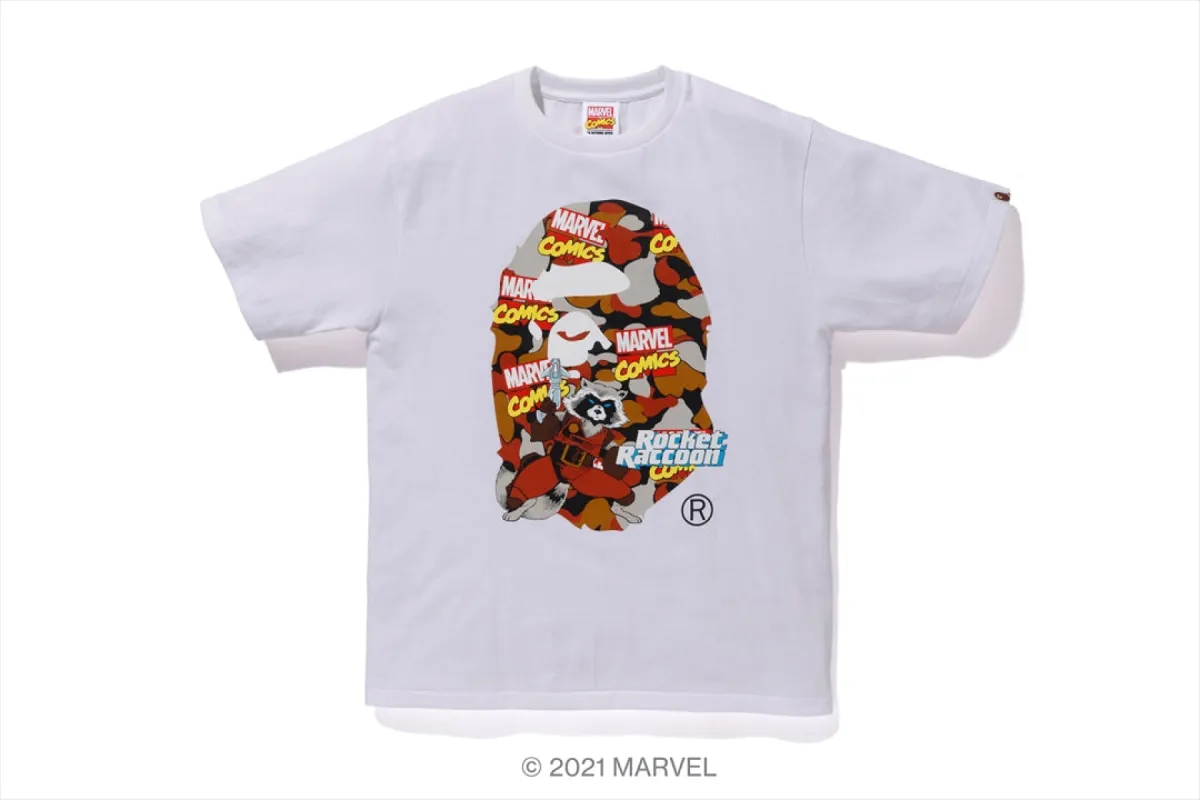 【 BAPE X MARVEL 】CAMO ROCKET RACCOON TEE sold by Bape