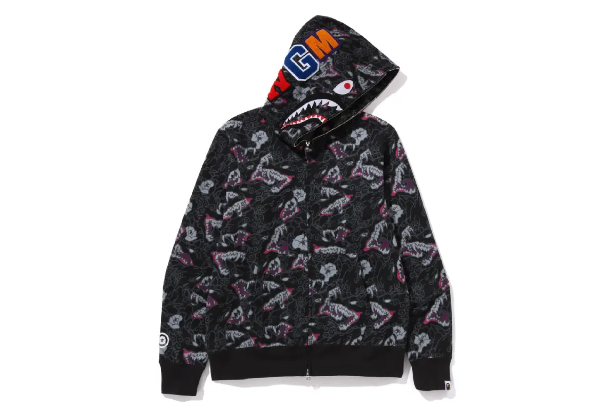 JAPANESE TATTOO CAMO SHARK FZ HOODIE sold by Bape