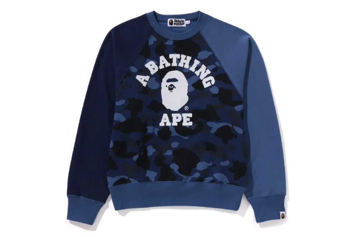 COLOR CAMO COLLEGE CREWNECK SWEATSHIRT sold by Bape