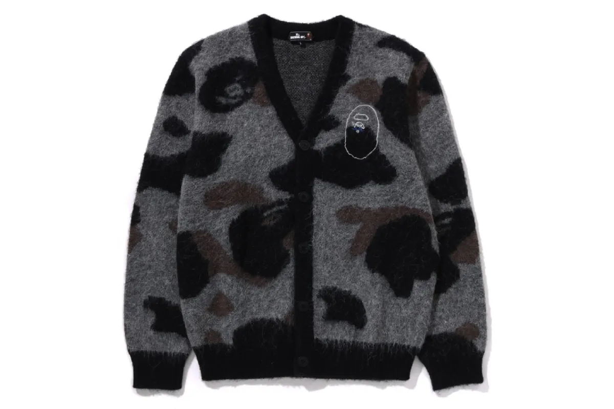 MR.BATHING APE CAMO MOHAIR JACQUARD CARDIGAN sold by Bape