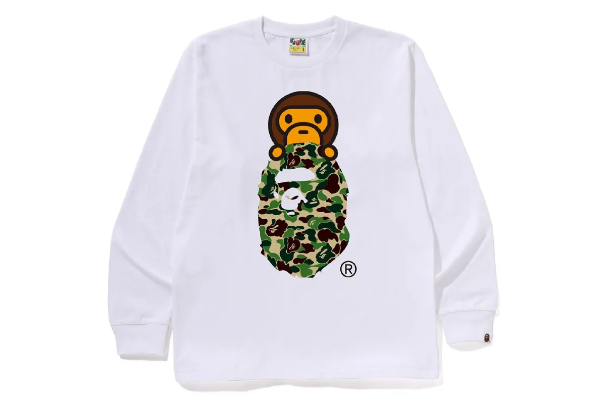 ABC CAMO MILO ON APE HEAD LS TEE sold by Bape