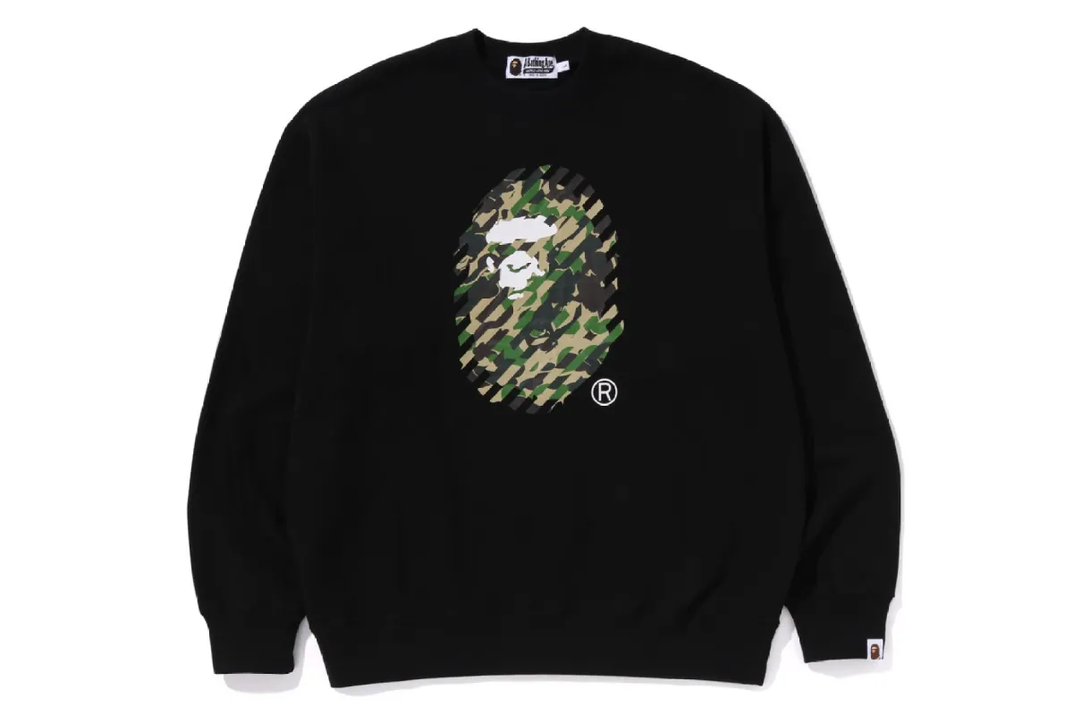 ABC CAMO APE HEAD RELAXED FIT CREWNECK SWEATSHIRT sold by Bape